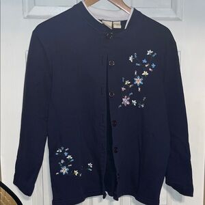 CC Hughes Navy Cardigan with Embroidery